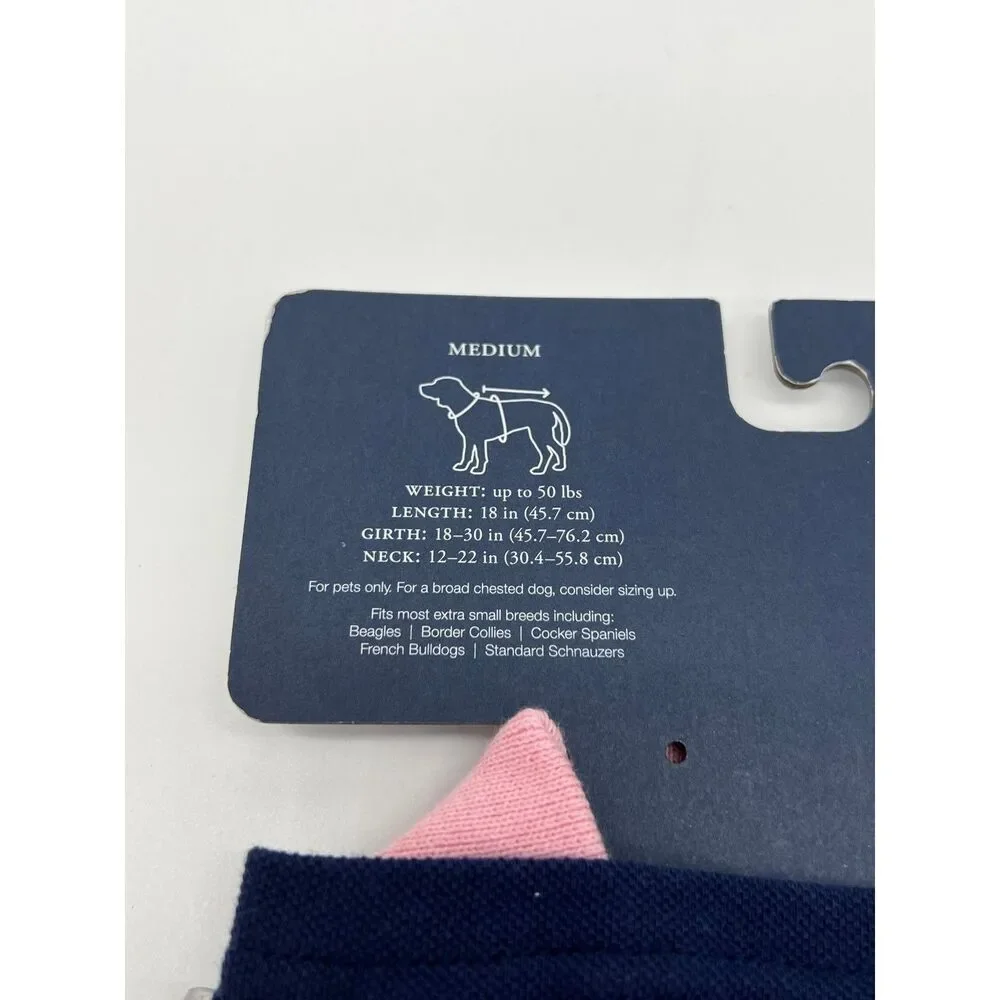 Vineyard Vines Target Navy/Pink Medium Dog Pet Shirt NEW